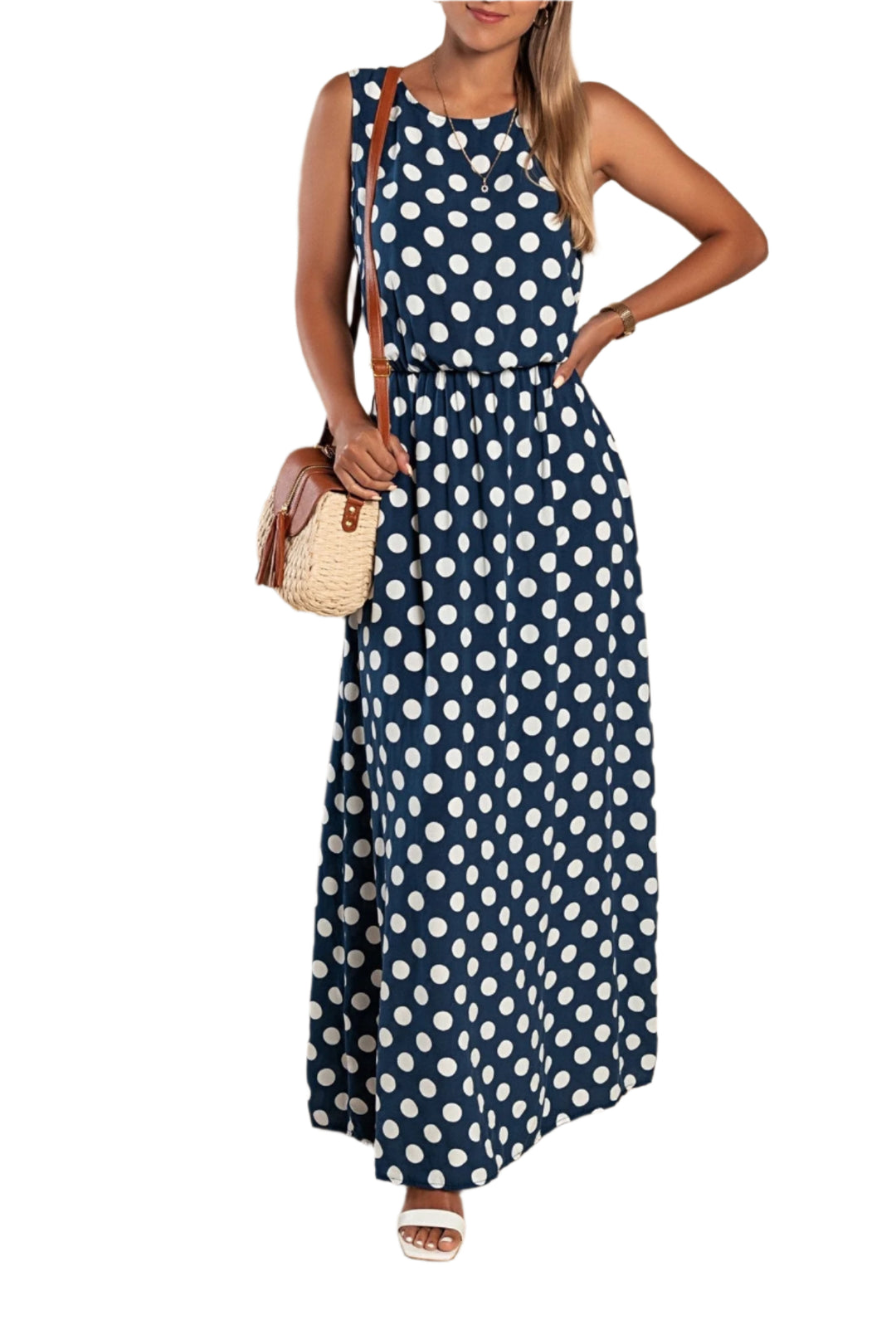 Robe Midi à Pois pour Femme Élégante et Classique 0