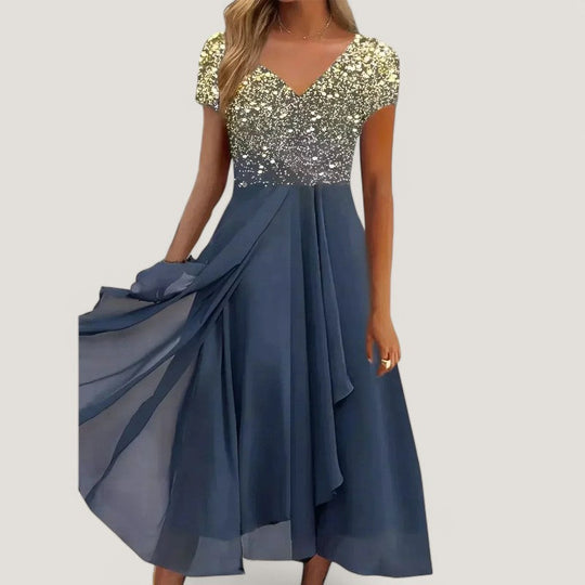 Robe Midi en Chiffon pour Femmes Imprimé Floral 1