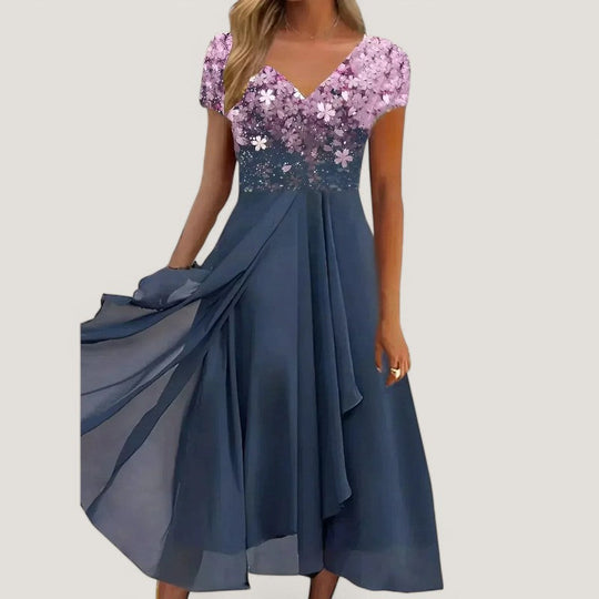 Robe Midi en Chiffon pour Femmes Imprimé Floral 3