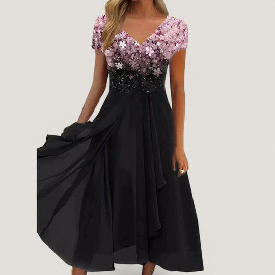 Robe Midi en Chiffon pour Femmes Imprimé Floral 4