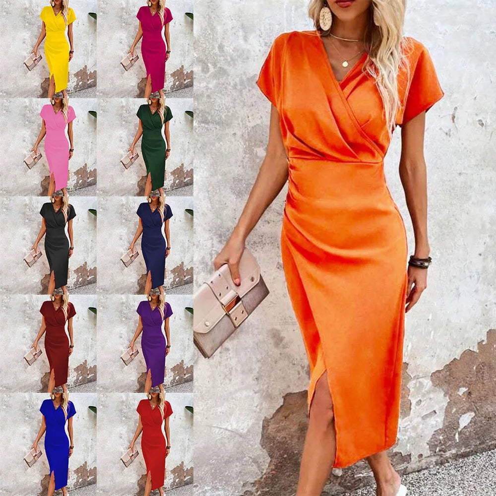 Robe Mini Femme Décontractée à Décolleté en V 0