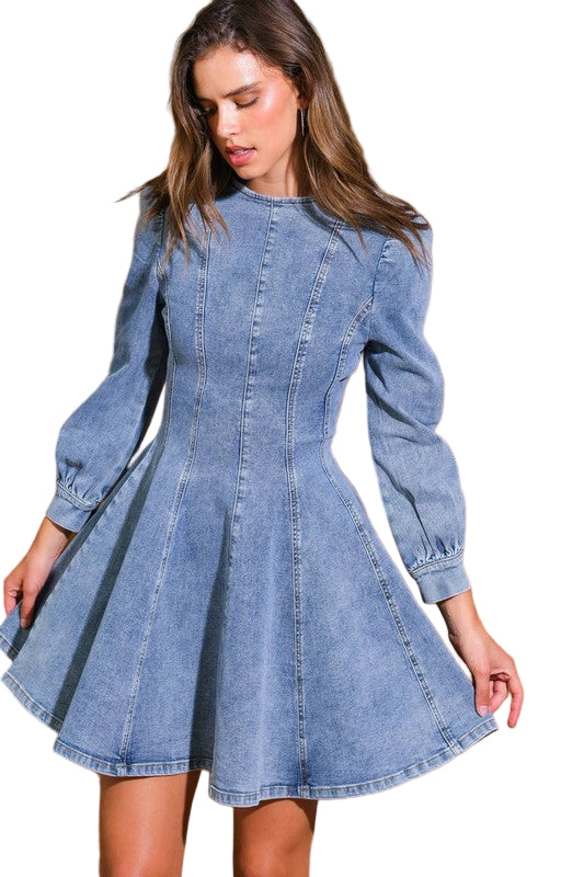 Robe Mini en Jean pour Femme Style Patineuse 0