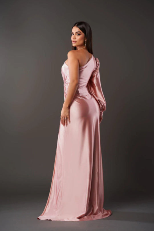 Robe Satinée à Une Manche pour Femme Élégante 8