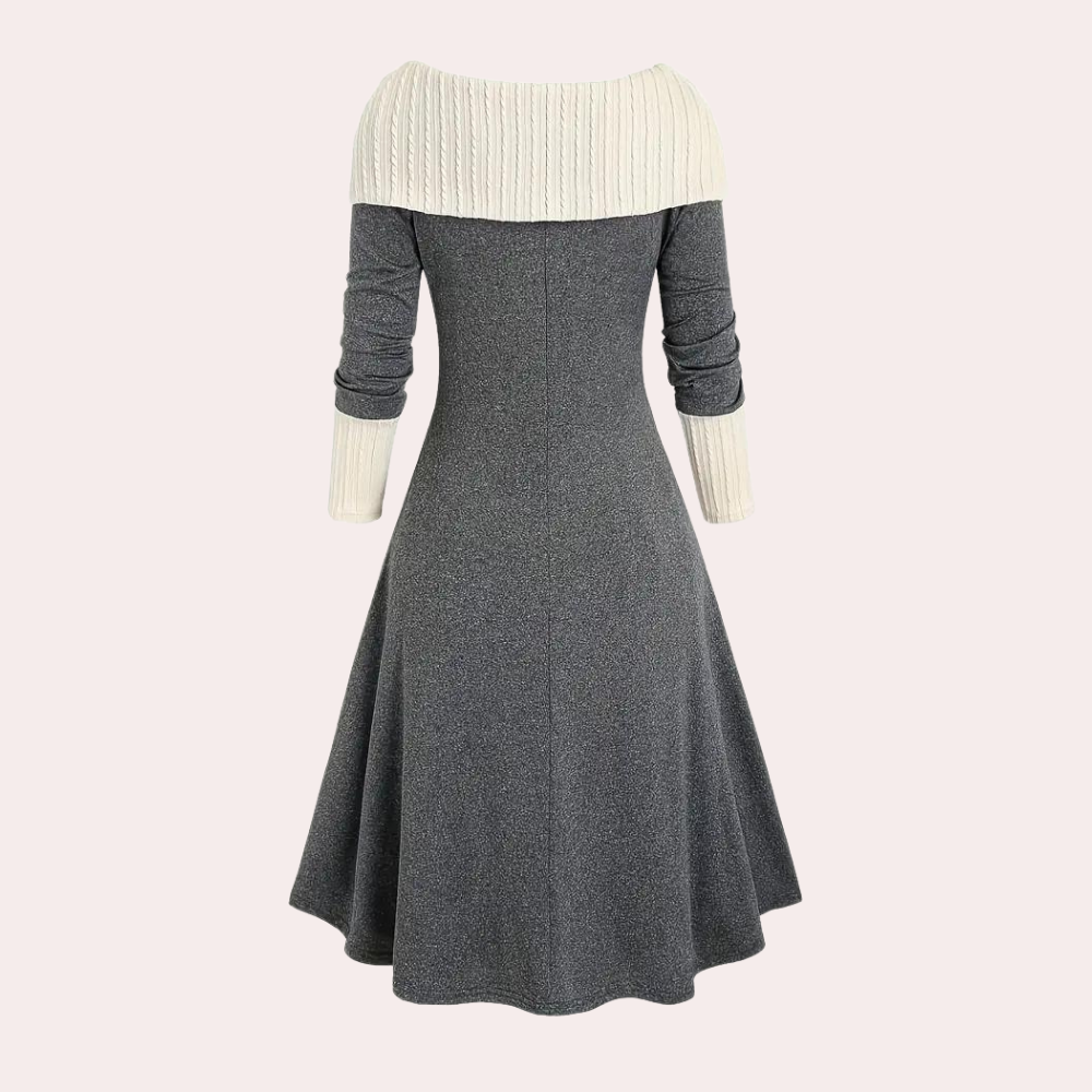 Robe à Bloques de Couleurs avec Cordon pour Femmes 1