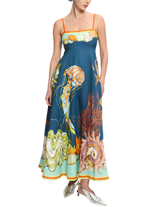 Robe à Bretelles Sans Manches en Coton et Lin pour Femmes 0