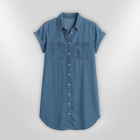 Robe d'Été Femme en Denim Décontractée Boutonnée 3