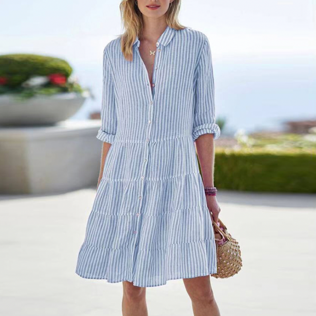 Robe d'Été Midi Femme Chic en Polyester Légère 3