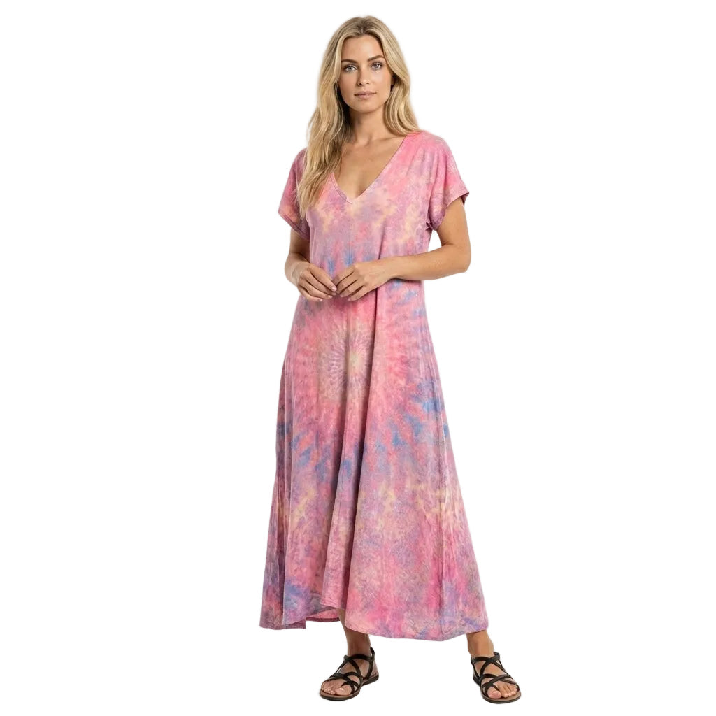 Robe d'été Femme Fluide Col en V Décontractée 0
