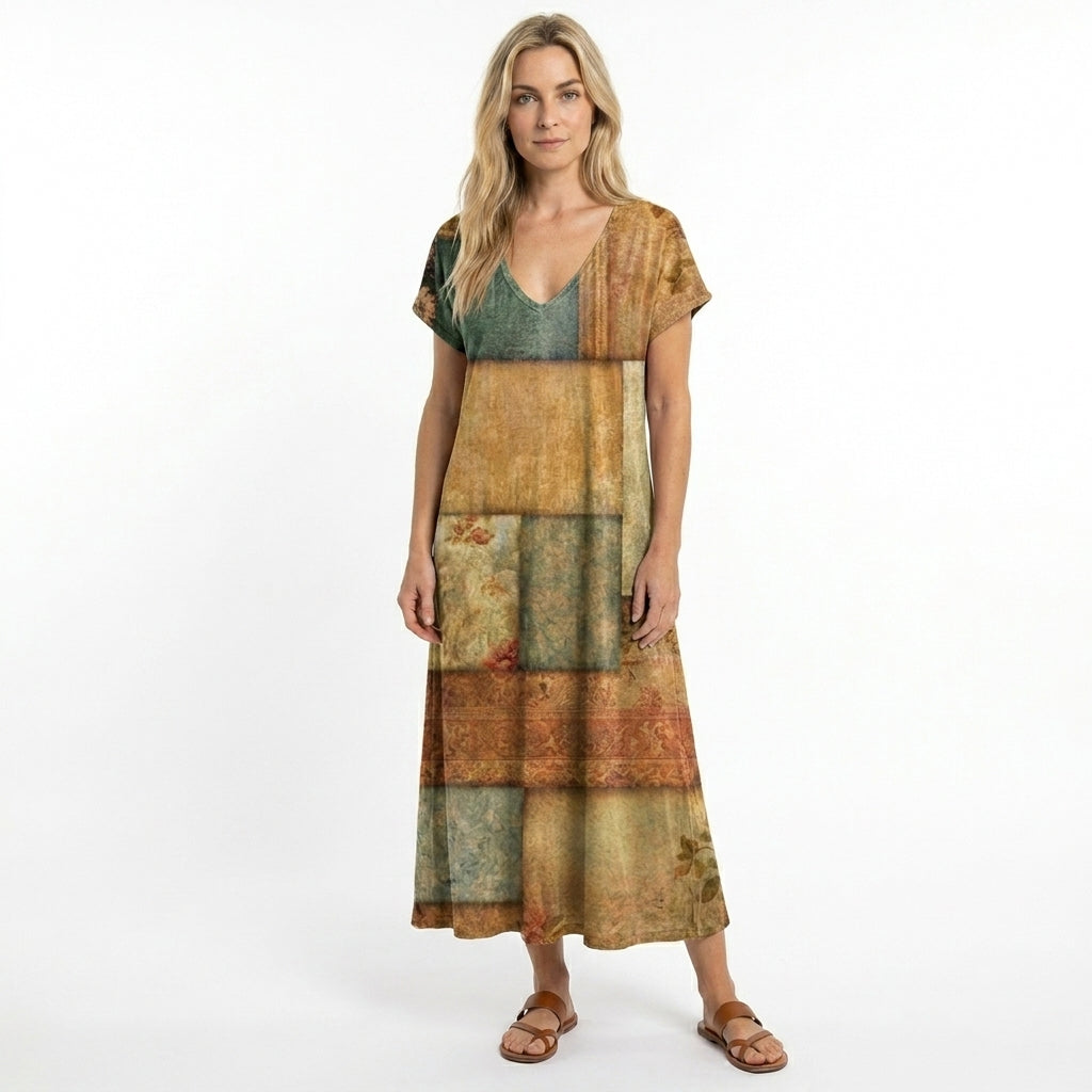 Robe d'été Femme Fluide Col en V Décontractée 2