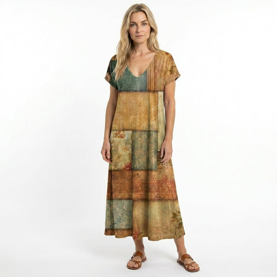 Robe d'été Femme Fluide Col en V Décontractée 2