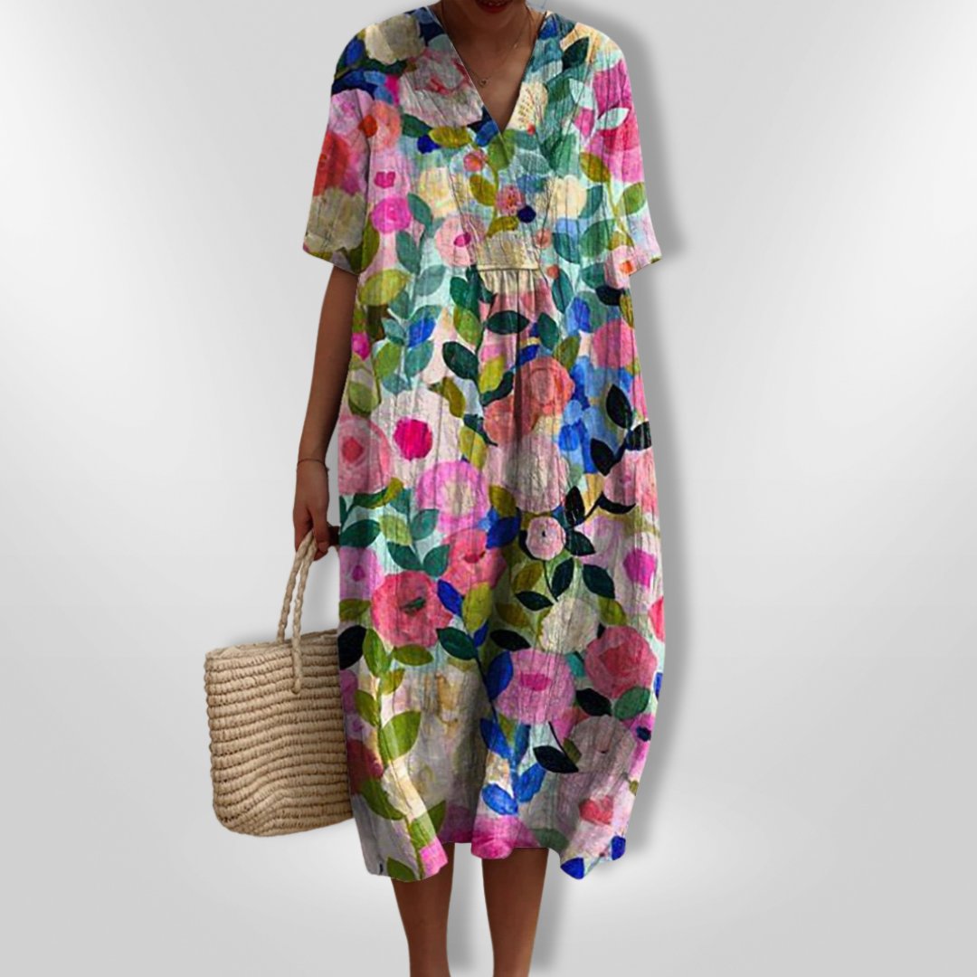 Robe d'été Femme Imprimé Floral Décontracté 100% Coton Chic 0