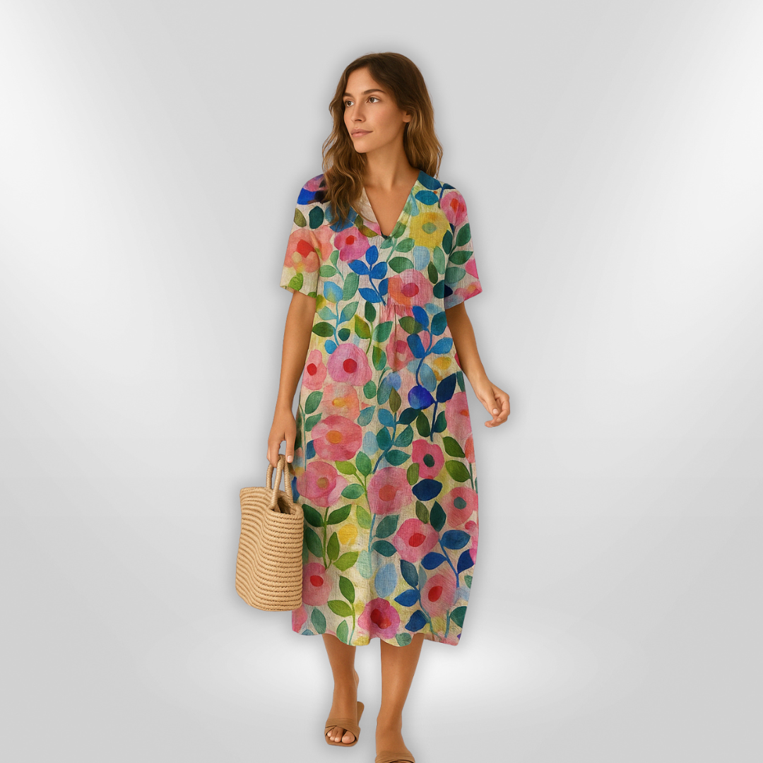Robe d'été Femme Imprimé Floral Décontracté 100% Coton Chic 1