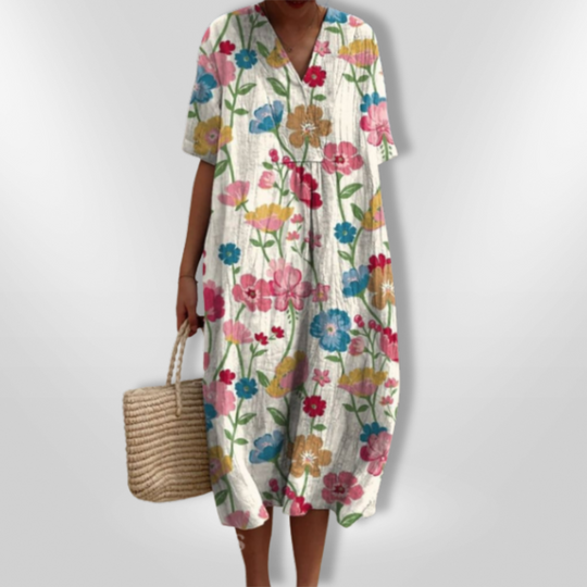 Robe d'été Femme Imprimé Floral Décontracté 100% Coton Chic 14