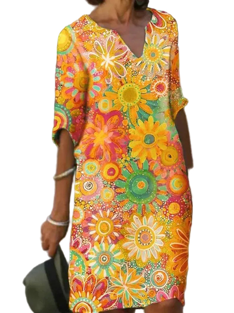 Robe d'été Fleurie Col V 0