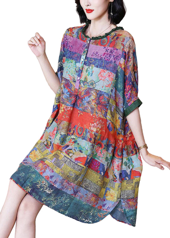 Robe d'été à volants pour femmes avec boutons sur le côté 0