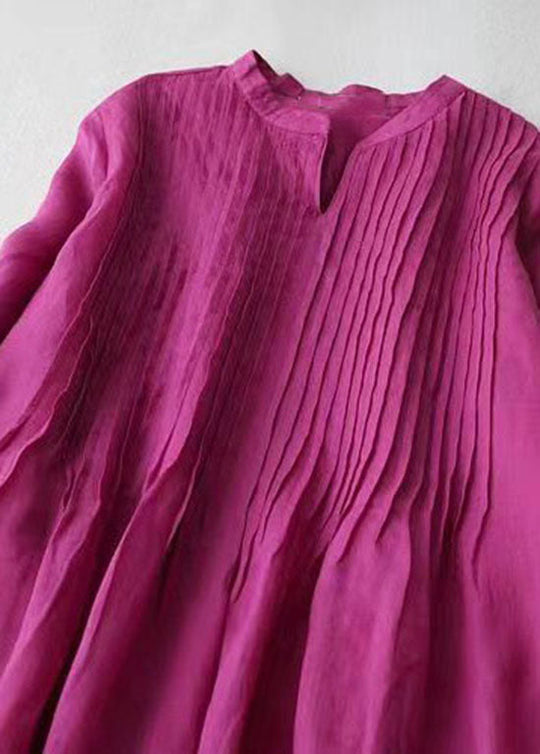 Robe d'été en lin Patchwork à col en V pour femmes 1