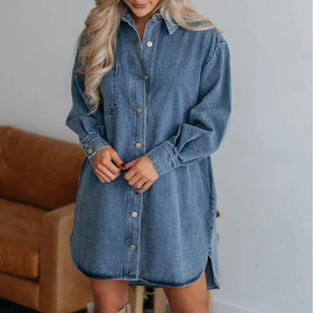 Robe de Chemise Femme en Denim Chic 1