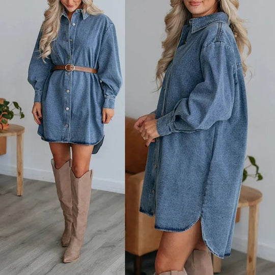 Robe de Chemise Femme en Denim Chic 2