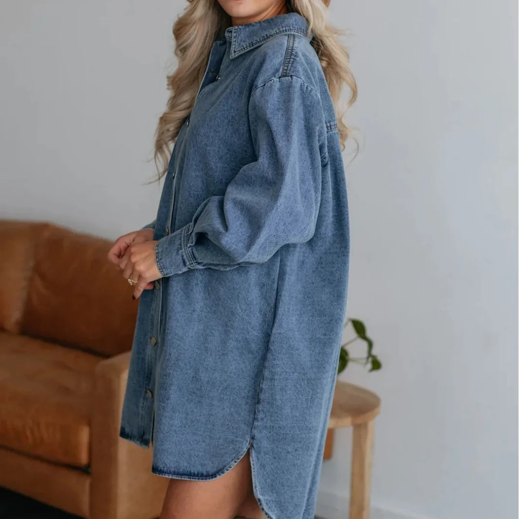 Robe de Chemise Femme en Denim Chic 3