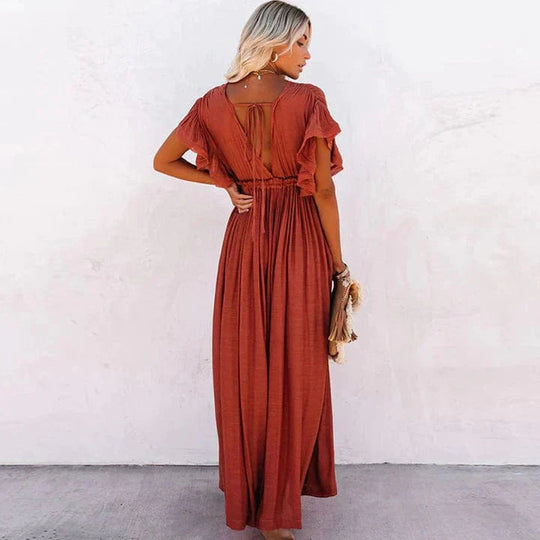 Robe de Plage Longue Femme Style Ample Coton Polyester 2