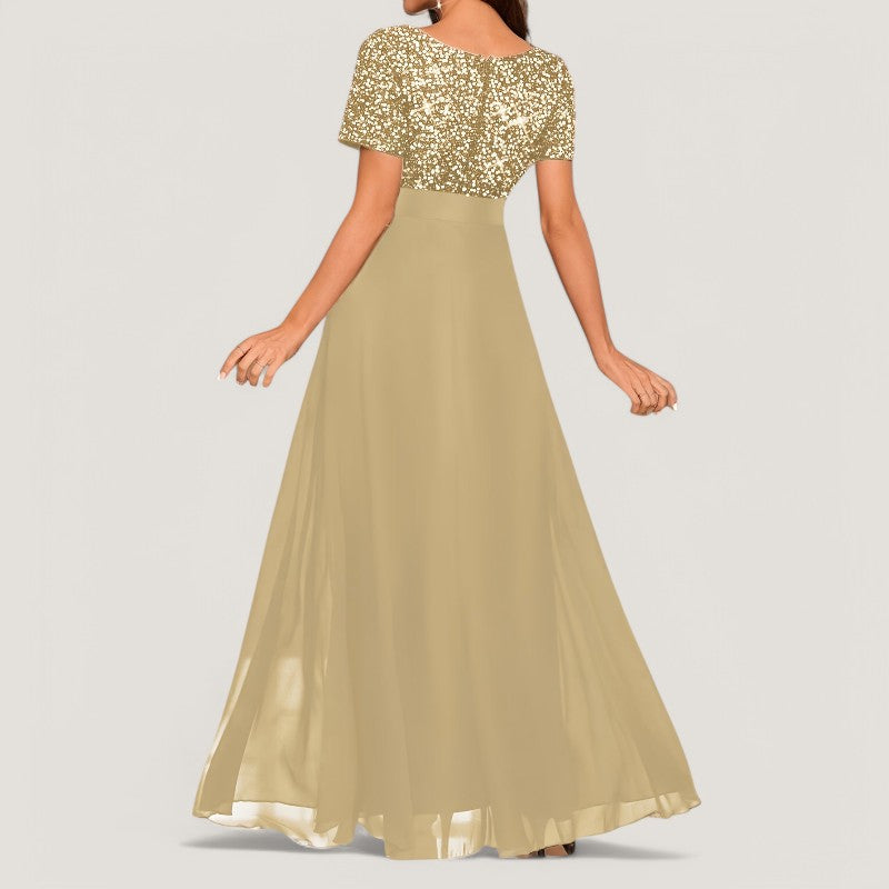 Robe de Soirée A Ligne à Sequins Femme Décolleté en V 100% Polyester 8