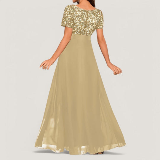 Robe de Soirée A Ligne à Sequins Femme Décolleté en V 100% Polyester 8