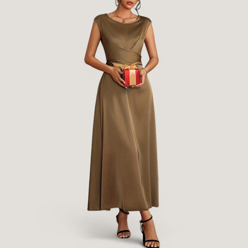 Robe de Soirée Sans Manches Femme Satinée Élégante 3