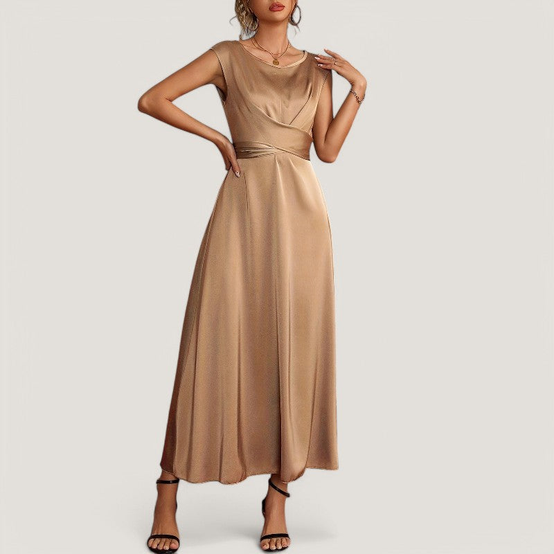 Robe de Soirée Sans Manches Femme Satinée Élégante 5