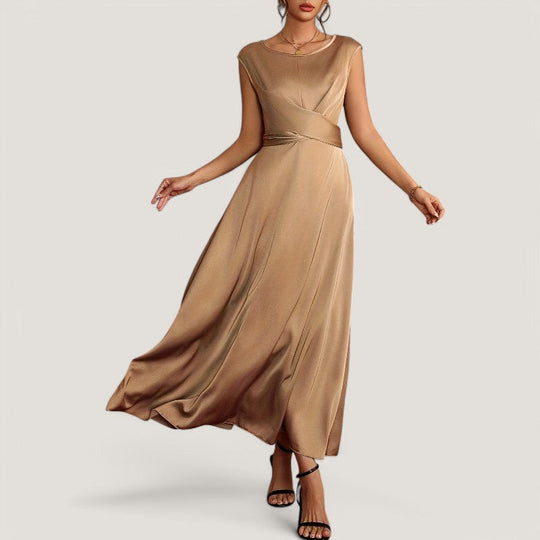 Robe de Soirée Sans Manches Femme Satinée Élégante 6
