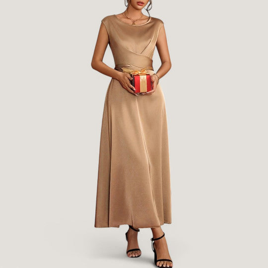 Robe de Soirée Sans Manches Femme Satinée Élégante 7