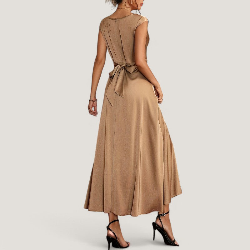 Robe de Soirée Sans Manches Femme Satinée Élégante 8