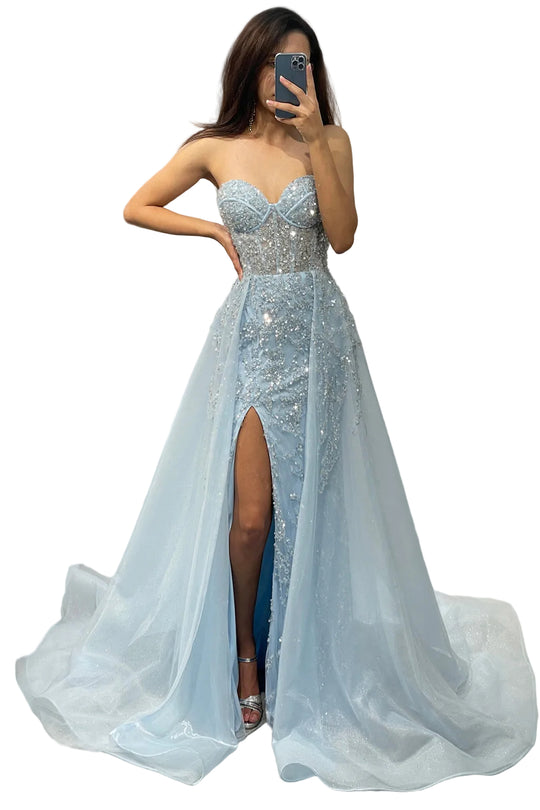 Robe de bal trapèze avec fente pour femme 0