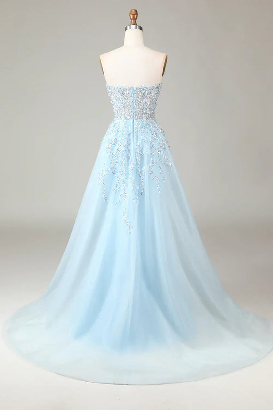 Robe de bal trapèze avec fente pour femme 3