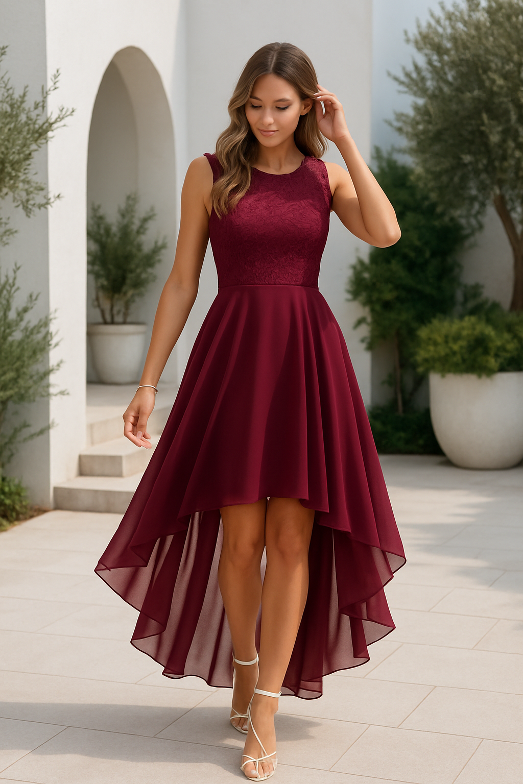 Robe de soirée asymétrique femme en tissu léger 1