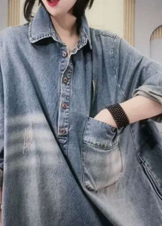 Robe de soirée en Denim à Manches Longues 3