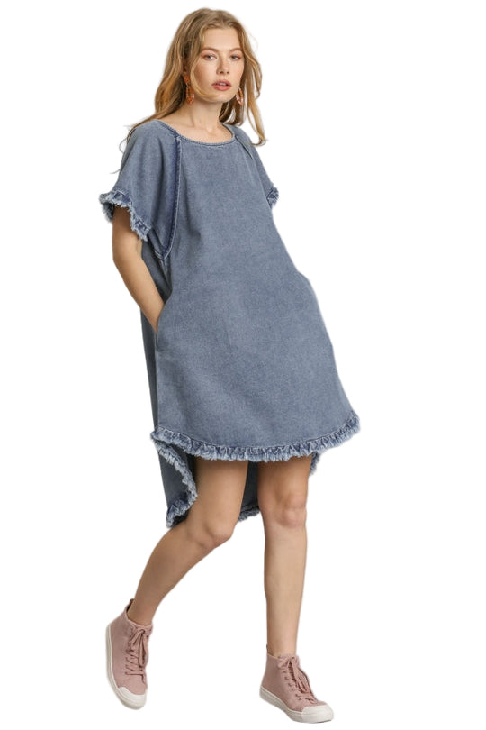 Robe en Jean à Poches avec Franges 1