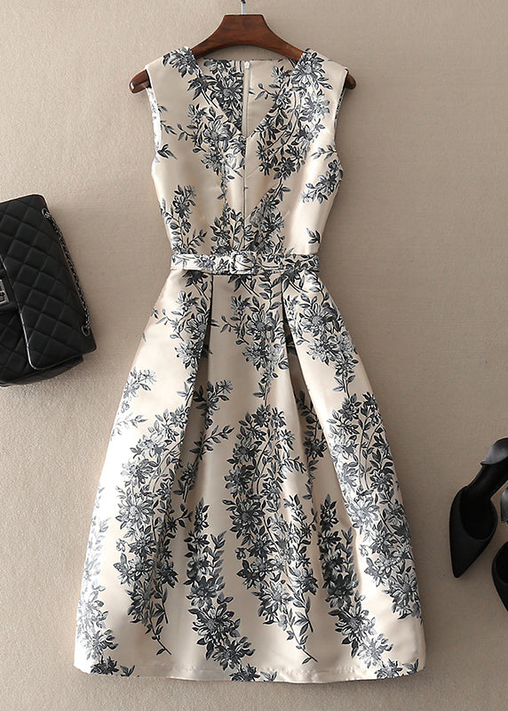 Robe sans manches imprimée abricot 0