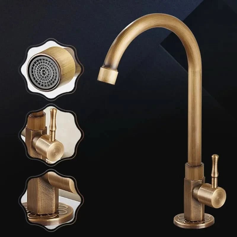 Robinet Cuisine Col de Cygne Design Antique Avec Installation Facile 3