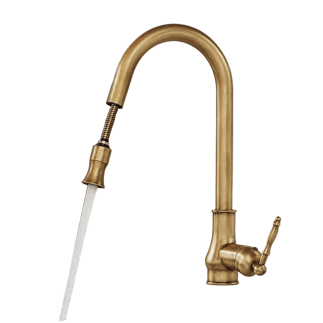 Robinet Cuisine Extractible Bronze Antique avec Tête de Pulvérisation 0