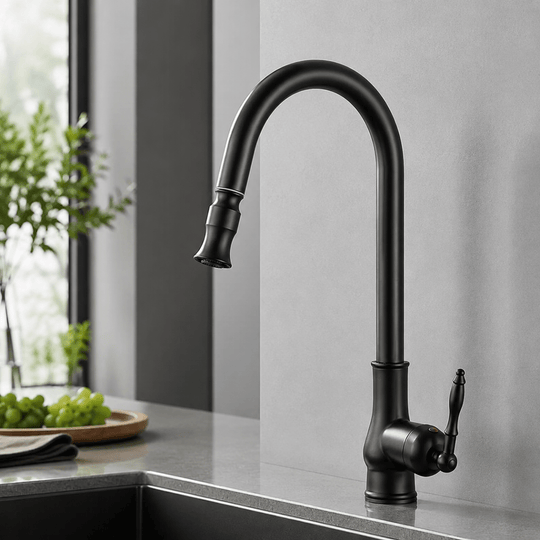 Robinet Cuisine Extractible Bronze Antique avec Tête de Pulvérisation 5