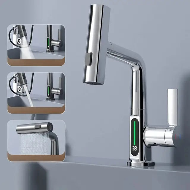 Robinet Salle de Bain 3 en 1 Innovant Design Rétractable 6