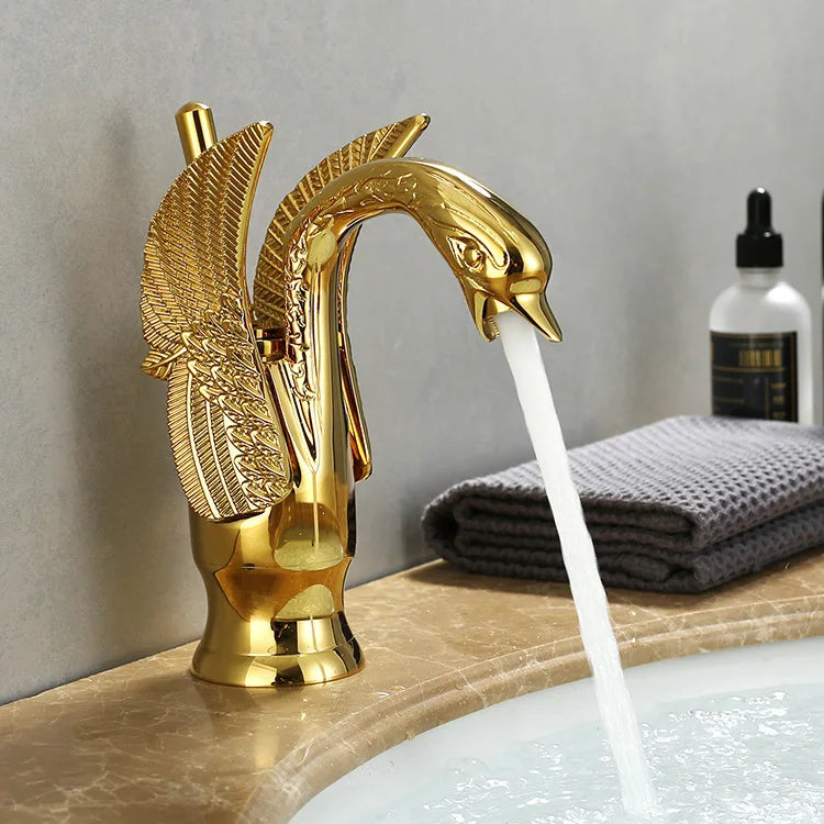 Robinet Salle de Bain Doré à Poignée Unique Mitigeur Lavabo Moderne 7