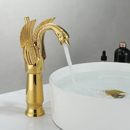 Robinet Salle de Bain Doré à Poignée Unique Mitigeur Lavabo Moderne 8