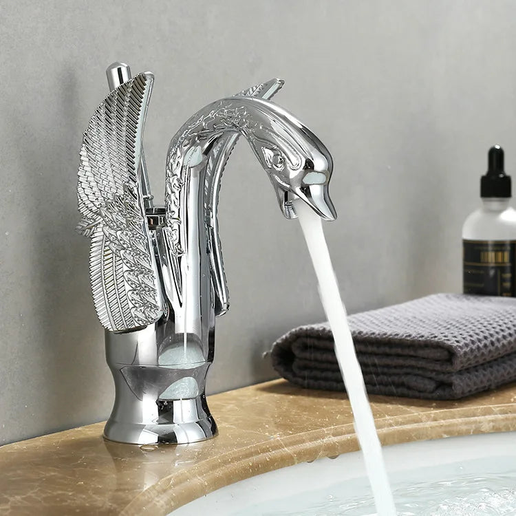 Robinet Salle de Bain Doré à Poignée Unique Mitigeur Lavabo Moderne 9