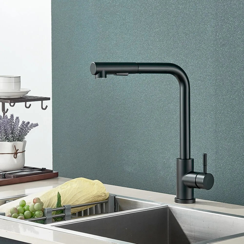 Robinet de Cuisine Extractible Noir avec Bec Flexible à 2 Modes 3