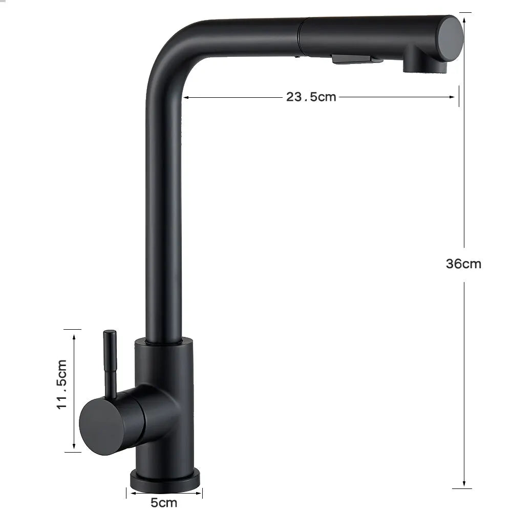 Robinet de Cuisine Extractible Noir avec Bec Flexible à 2 Modes 5