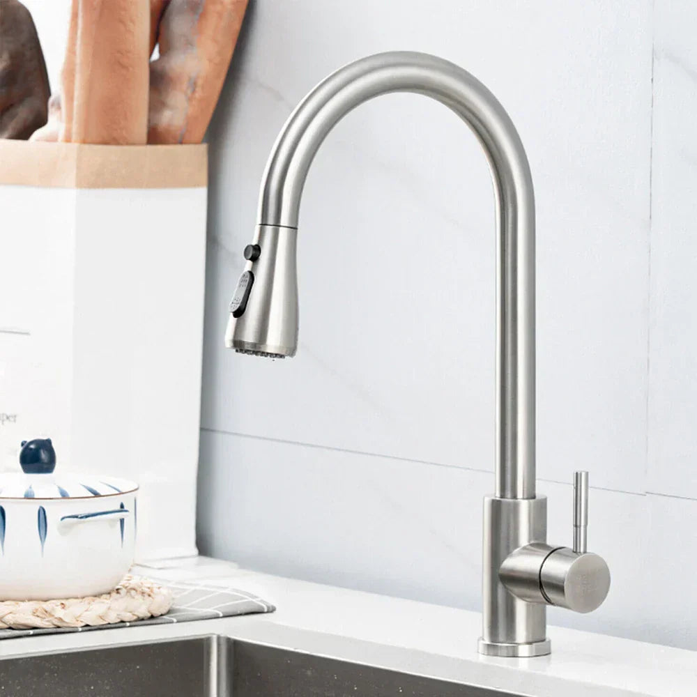 Robinet de Cuisine Monocommande Flexible avec Pulvérisateur Rétractable 5
