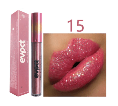 Rouge à Lèvres Pailleté Waterproof Longue Tenue Pour Femme 15