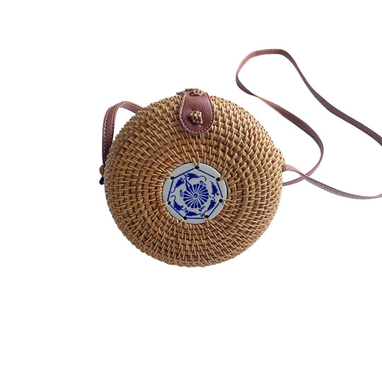 Sac À Main Femme Panier Rond Avec Détail Unique 0