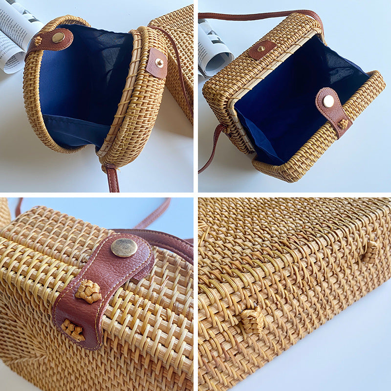 Sac À Main Femme Panier Rond Avec Détail Unique 2